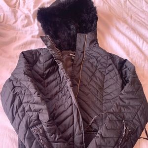 Bebe rabbit fur trimmed jacket